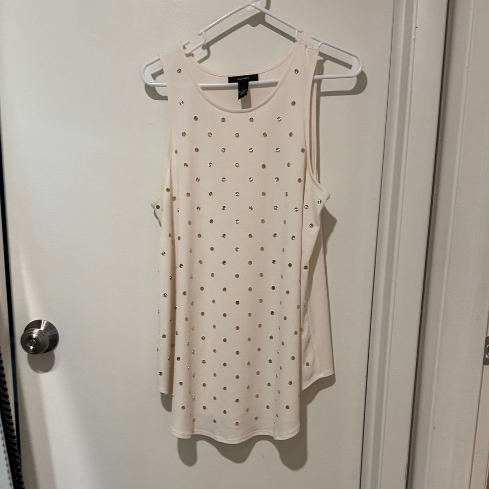 Alfani Cream Tank Top with Gold Dots